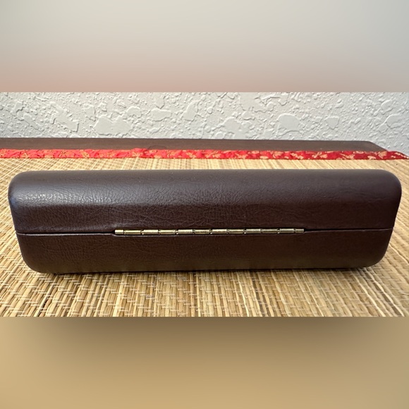 Joseph Abboud Brown Hard Clamshell Eyeglasses Case Spring Closure - Picture 3 of 4